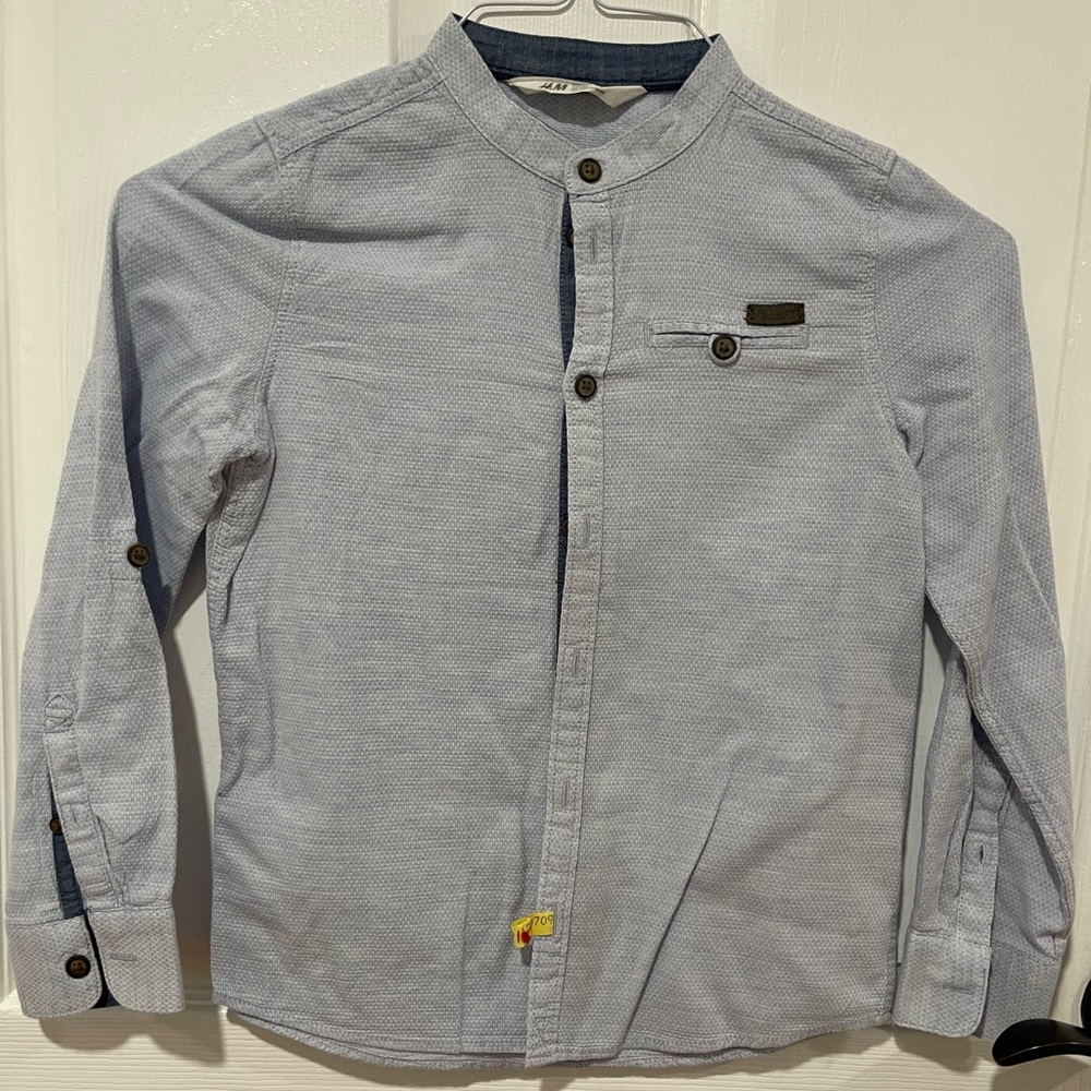 Young Boys H&M Blue Casual Button Down Shirt with Collar Size 8-9